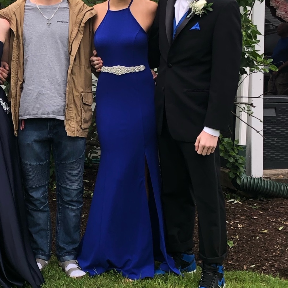 Royal blue floor length formal dress - Picture 2 of 6